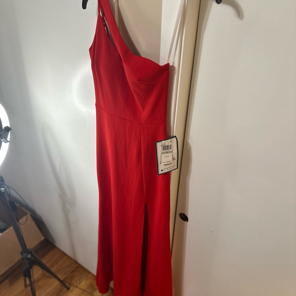 B Darlin Red One-Shoulder Dress